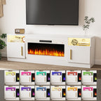 Meuble TV Bossin 70 avec cheminée électrique de 36 pouces, meuble TV pour téléviseurs jusqu'à 80 pouces, éclairage LED 16 couleurs/centre de divertissement