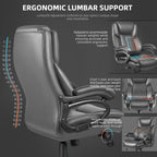 Chaise de bureau exécutive Bossin Big and Tall, chaise ergonomique à support lombaire réglable de 500 lb avec dossier haut en cuir PU pour ordinateur