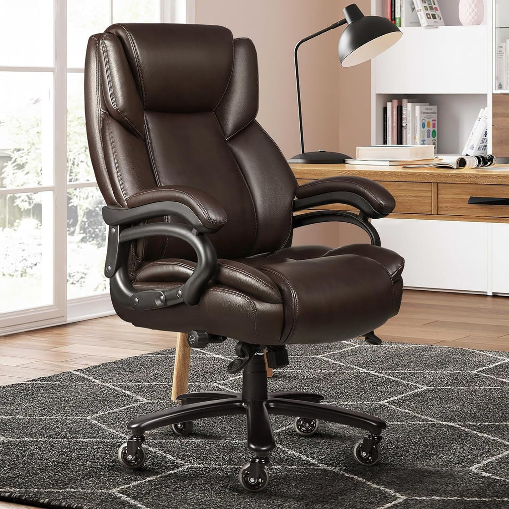 Chaise de bureau exécutive Bossin Big and Tall, chaise ergonomique à support lombaire réglable de 500 lb avec dossier haut en cuir PU pour ordinateur