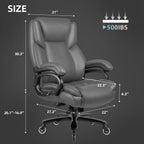Chaise de bureau exécutive Bossin Big and Tall, chaise ergonomique à support lombaire réglable de 500 lb avec dossier haut en cuir PU pour ordinateur