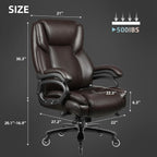 Chaise de bureau exécutive Bossin Big and Tall, chaise ergonomique à support lombaire réglable de 500 lb avec dossier haut en cuir PU pour ordinateur