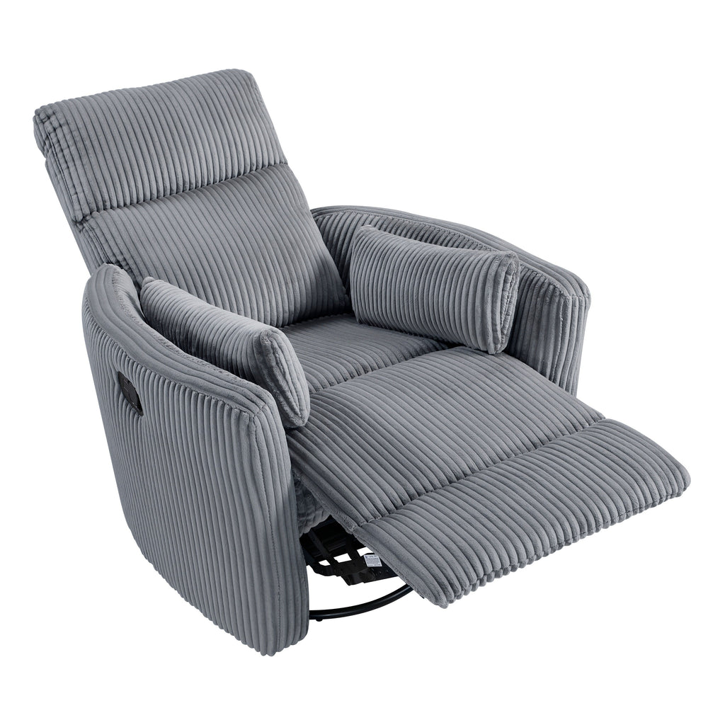 Fauteuil inclinable manuel pivotant en velours côtelé Braidy