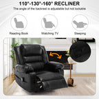 Fauteuil inclinable manuel marron avec massage à 8 points, fonction chauffante et cadre robuste pour un confort optimal au salon