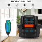 Fauteuil inclinable manuel marron avec massage à 8 points, fonction chauffante et cadre robuste pour un confort optimal au salon