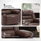 Fauteuil inclinable manuel marron avec massage à 8 points, fonction chauffante et cadre robuste pour un confort optimal au salon