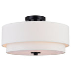 Plafonnier moderne du milieu du siècle de Burnaby avec abat-jour tambour en lin blanc