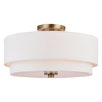 Plafonnier moderne du milieu du siècle de Burnaby avec abat-jour tambour en lin blanc