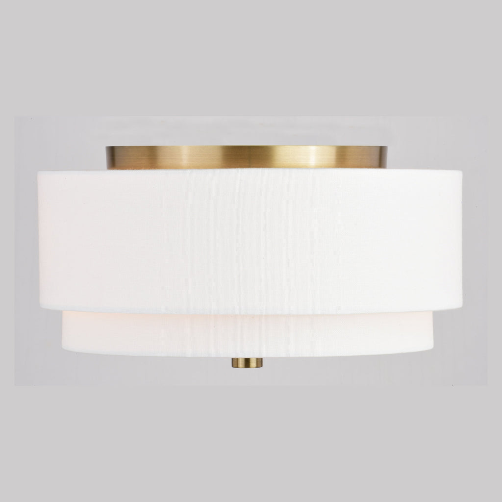 Plafonnier moderne du milieu du siècle de Burnaby avec abat-jour tambour en lin blanc