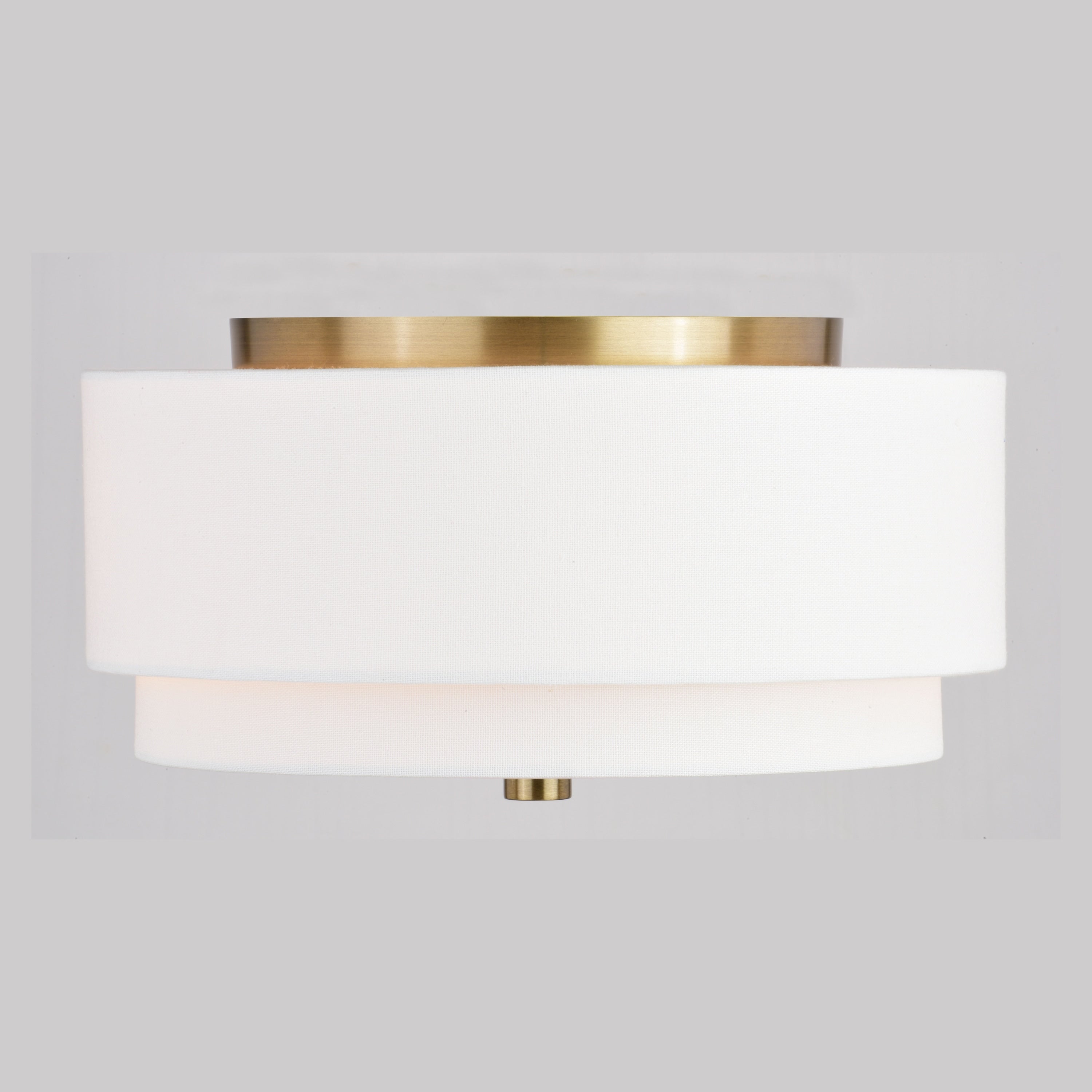 Plafonnier moderne du milieu du siècle de Burnaby avec abat-jour tambour en lin blanc
