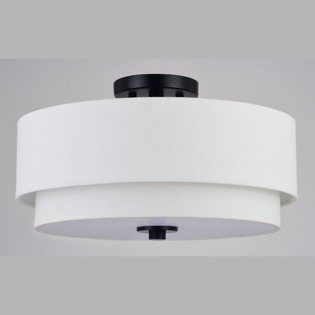 Plafonnier moderne du milieu du siècle de Burnaby avec abat-jour tambour en lin blanc