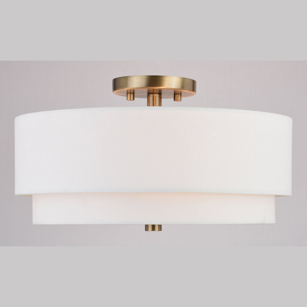Plafonnier moderne du milieu du siècle de Burnaby avec abat-jour tambour en lin blanc
