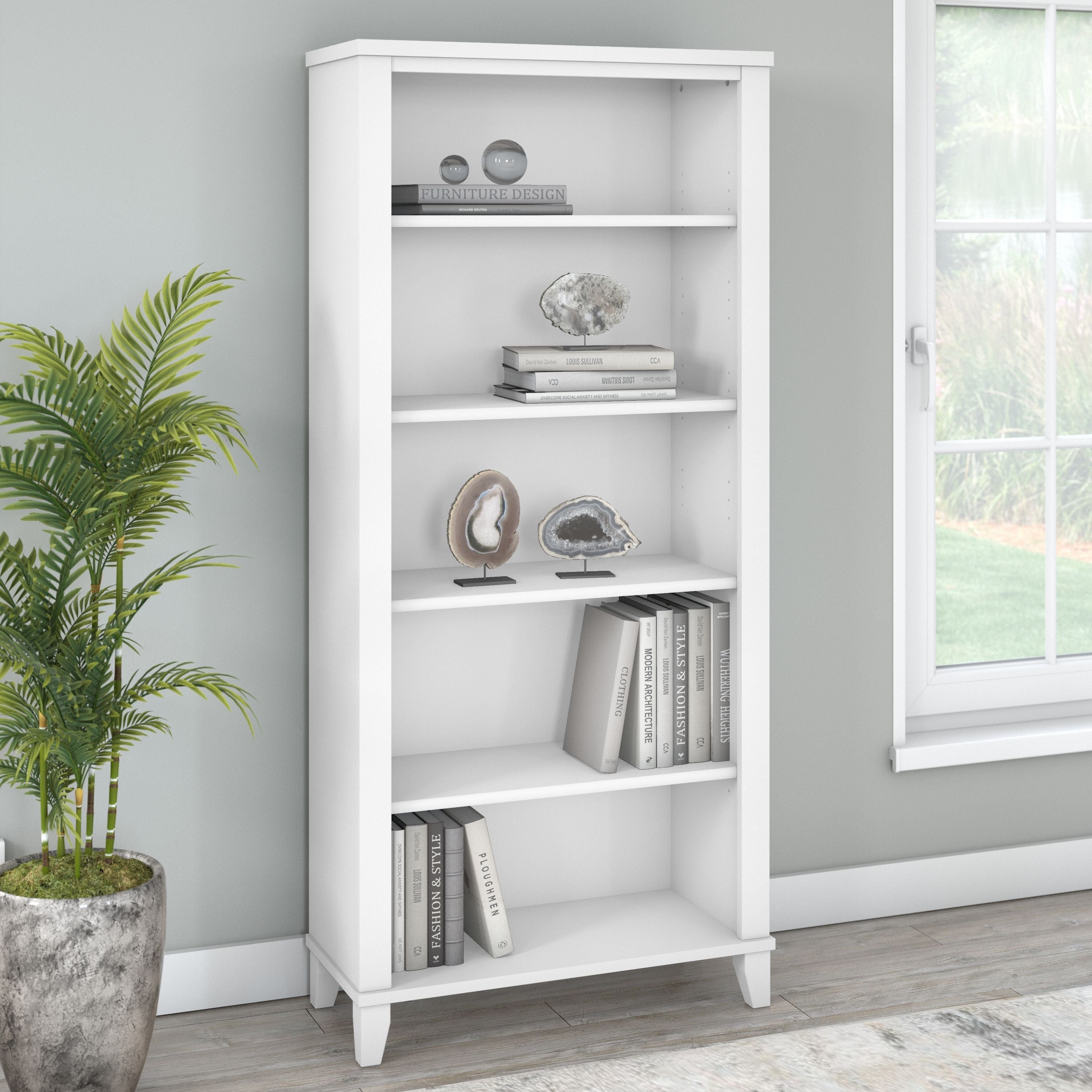 Bibliothèque haute à 5 étagères Bush Furniture Somerset avec tablettes réglables