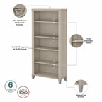 Bibliothèque haute à 5 étagères Bush Furniture Somerset avec tablettes réglables
