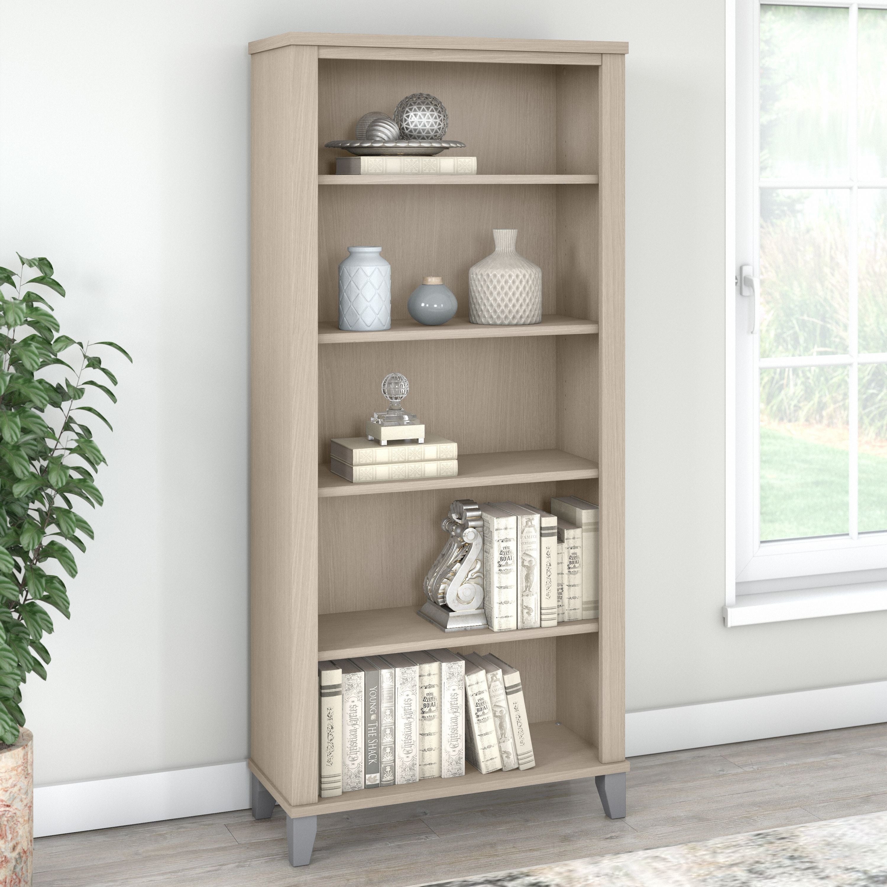 Bibliothèque haute à 5 étagères Bush Furniture Somerset avec tablettes réglables