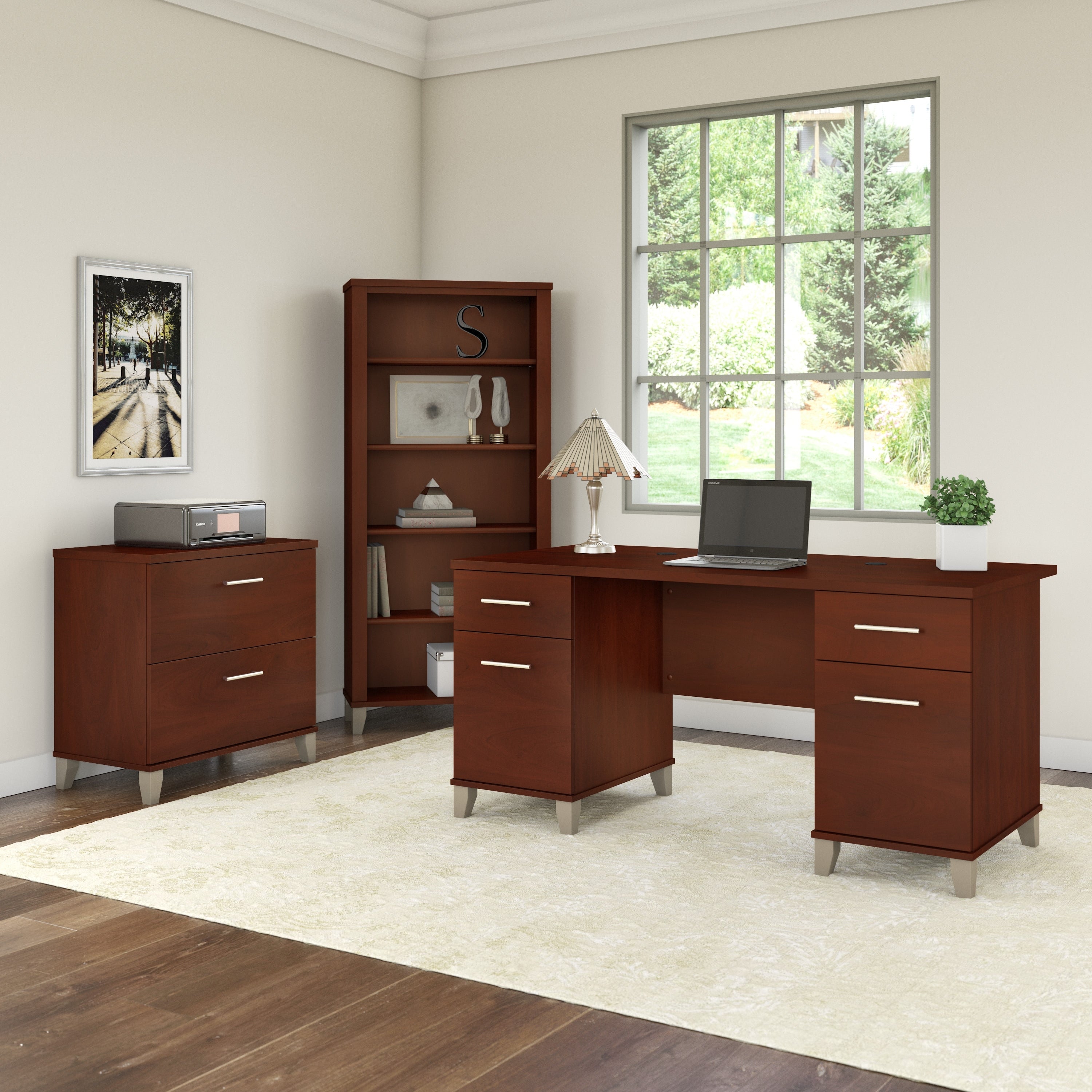 Bibliothèque haute à 5 étagères Bush Furniture Somerset avec tablettes réglables