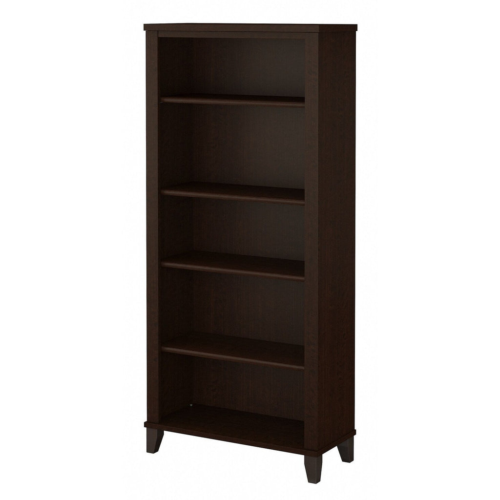 Bibliothèque haute à 5 étagères Bush Furniture Somerset avec tablettes réglables