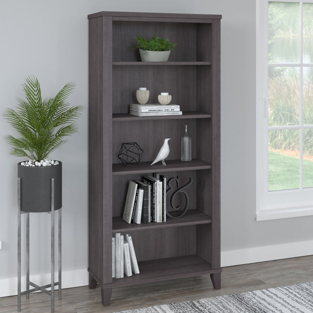 Bibliothèque haute à 5 étagères Bush Furniture Somerset avec tablettes réglables