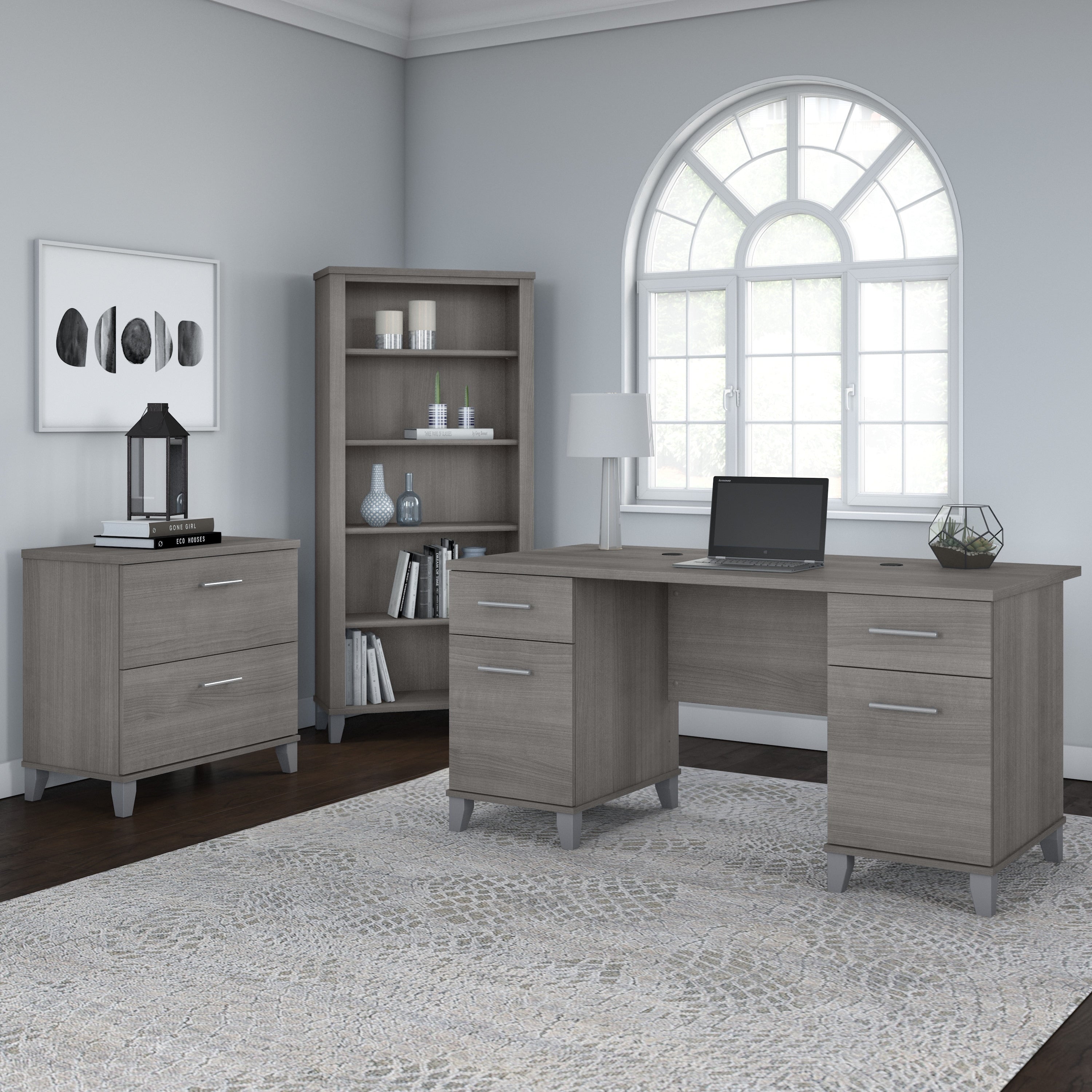 Bibliothèque haute à 5 étagères Bush Furniture Somerset avec tablettes réglables