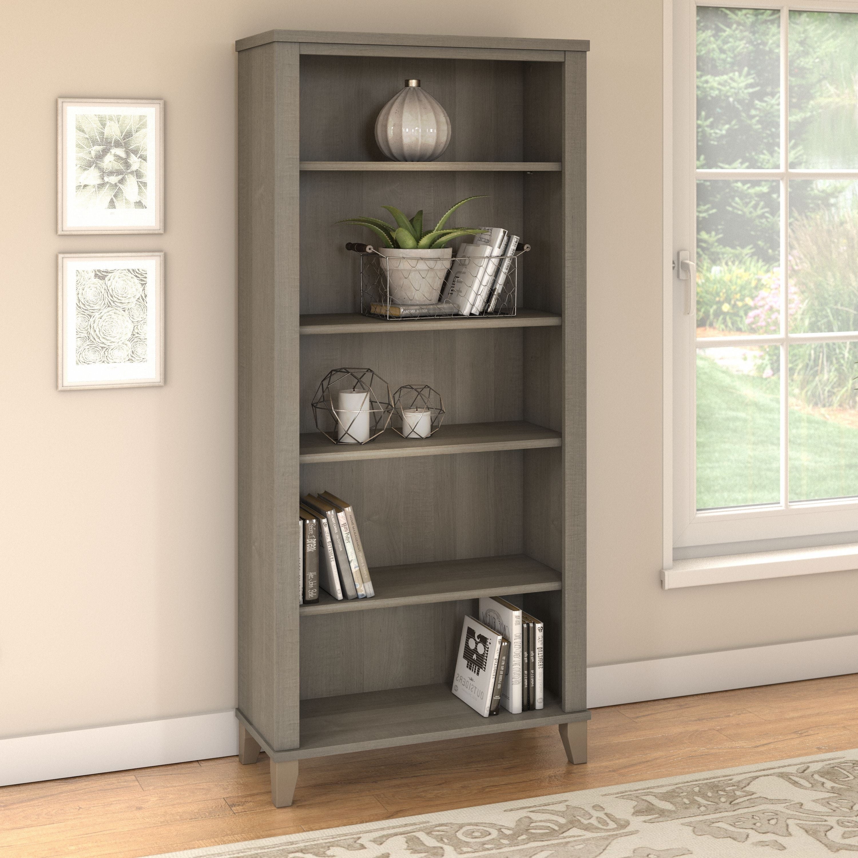 Bibliothèque haute à 5 étagères Bush Furniture Somerset avec tablettes réglables