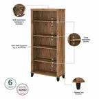 Bibliothèque haute à 5 étagères Bush Furniture Somerset avec tablettes réglables
