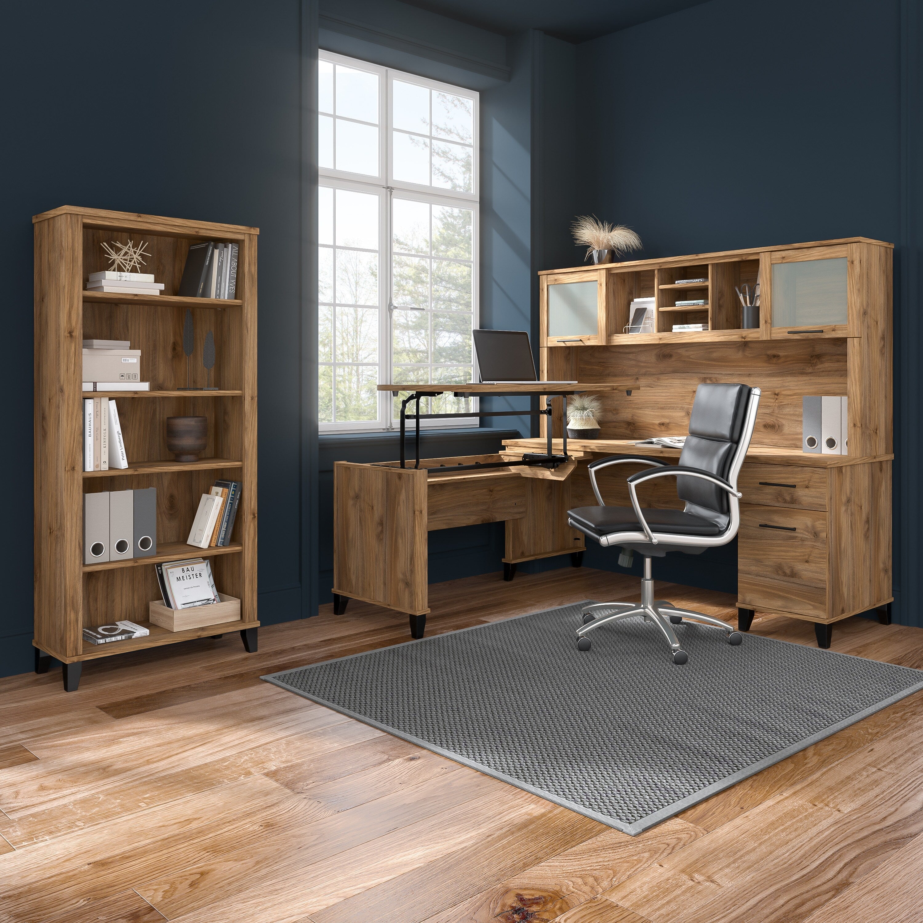 Bibliothèque haute à 5 étagères Bush Furniture Somerset avec tablettes réglables