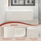 Baignoires autoportantes en acrylique CB HOME 59''/67'', baignoires simples contre le mur, trop-plein gauche/droite
