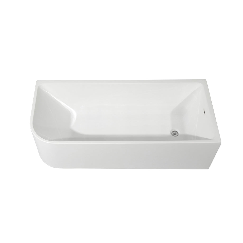 Baignoires autoportantes en acrylique CB HOME 59''/67'', baignoires simples contre le mur, trop-plein gauche/droite