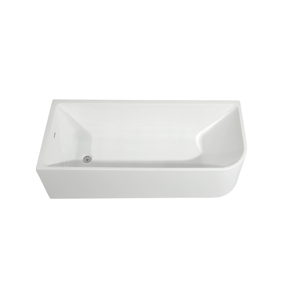 Baignoires autoportantes en acrylique CB HOME 59''/67'', baignoires simples contre le mur, trop-plein gauche/droite