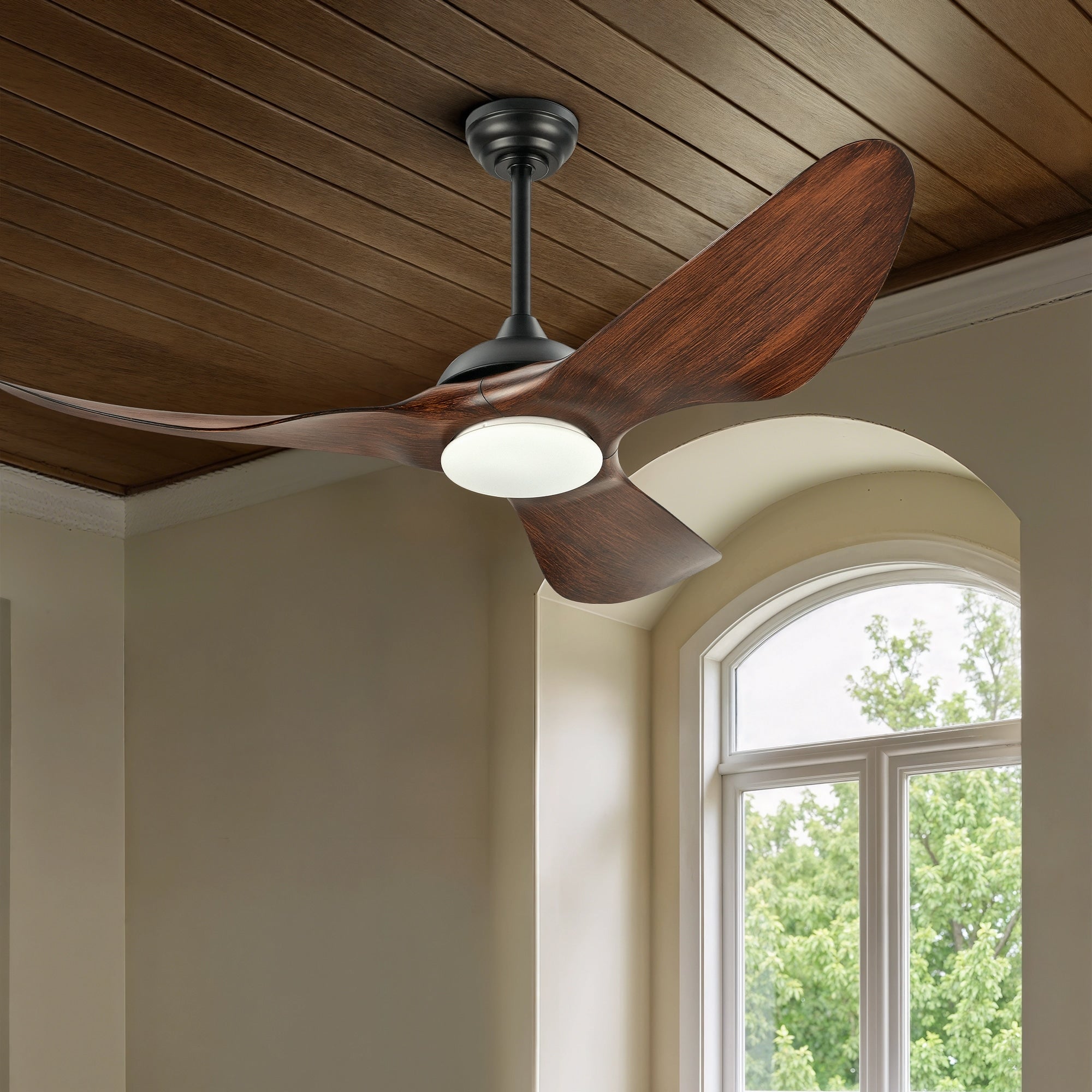 Ventilateur de plafond LED CO-Z 52 d'extérieur étanche avec éclairage à intensité variable et télécommande
