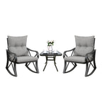 Ensemble de 3 chaises à bascule d'extérieur COSIEST avec table d'appoint