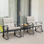 Ensemble de 3 chaises à bascule d'extérieur COSIEST avec table d'appoint