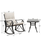 Ensemble de 3 chaises à bascule d'extérieur COSIEST avec table d'appoint