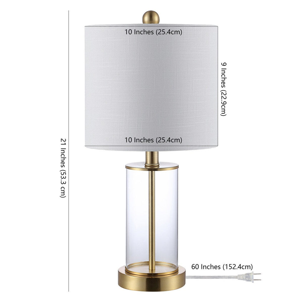 Lampe de table à LED Cabell 21 en verre, contemporaine et moderne, avec chargeur USB, bronze huilé (lot de 2) par JONATHAN Y