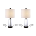 Lampe de table à LED Cabell 21 en verre, contemporaine et moderne, avec chargeur USB, bronze huilé (lot de 2) par JONATHAN Y