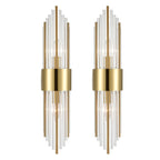 Applique murale moderne en métal Cabrera avec de belles tiges en verre transparent pour salle de bain, lot de 2