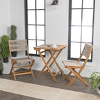 Ensemble bistrot d'extérieur pliant 3 pièces en bois d'acacia Cadiz Modern Coastal, par JONATHAN Y