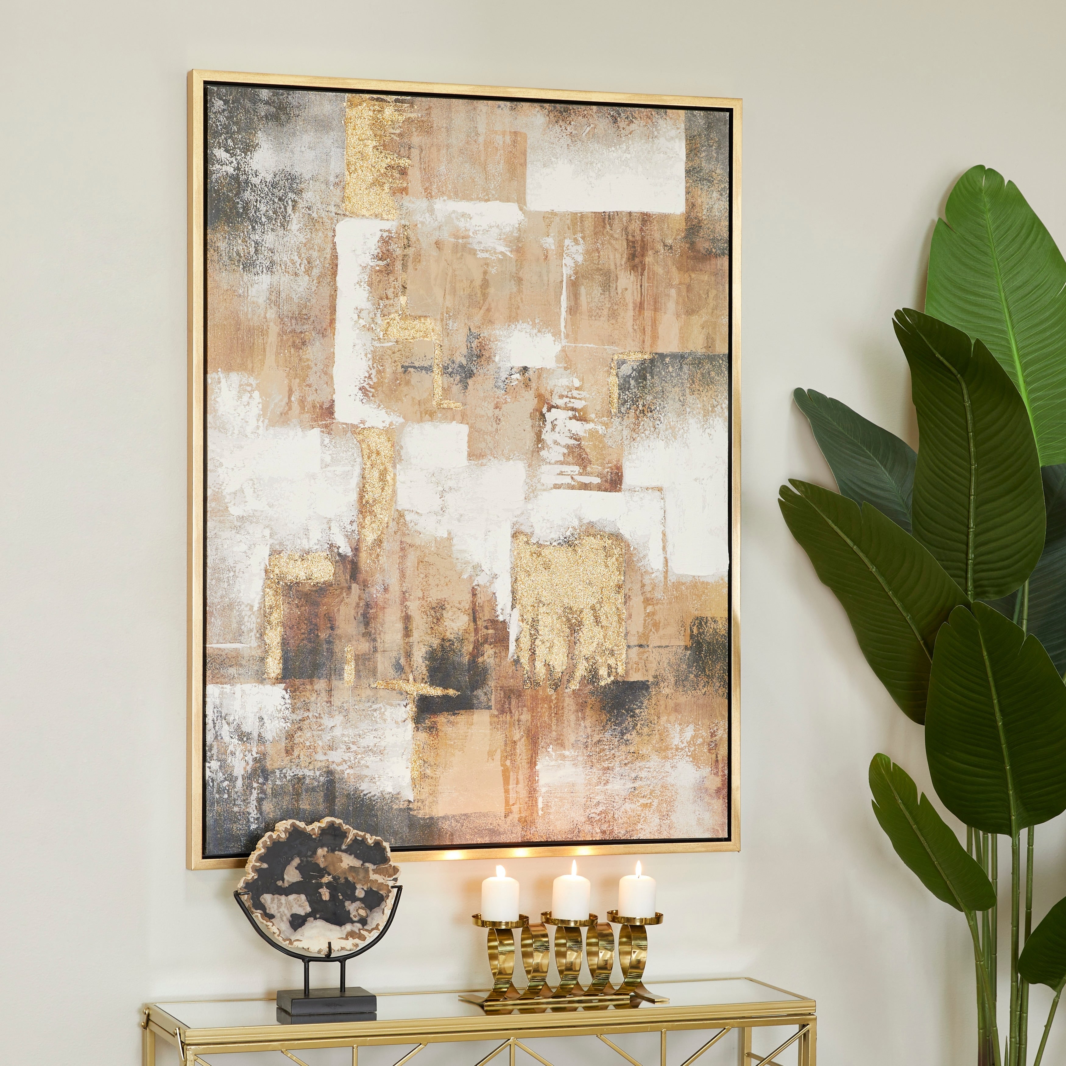 Toile murale abstraite encadrée avec cadre doré - Or - CosmoLiving par Cosmopolitan
