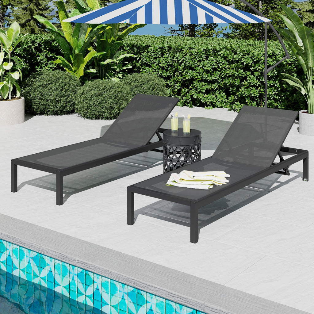 Chaise longue d'extérieur en aluminium Cape Coral (lot de 2) par Christopher Knight Home - 77,56 po x 25,20 po x 11,80 po