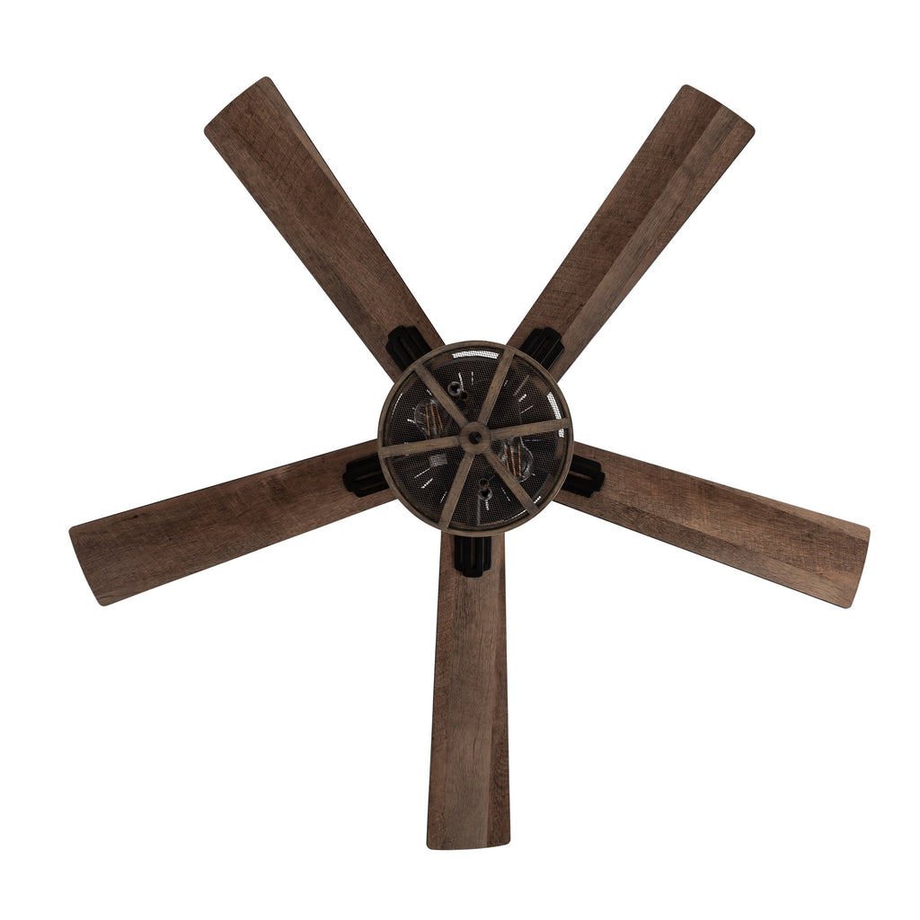 Ventilateur de plafond LED de style ferme en métal brossé Carbon Loft 52