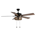 Ventilateur de plafond LED de style ferme en métal brossé Carbon Loft 52