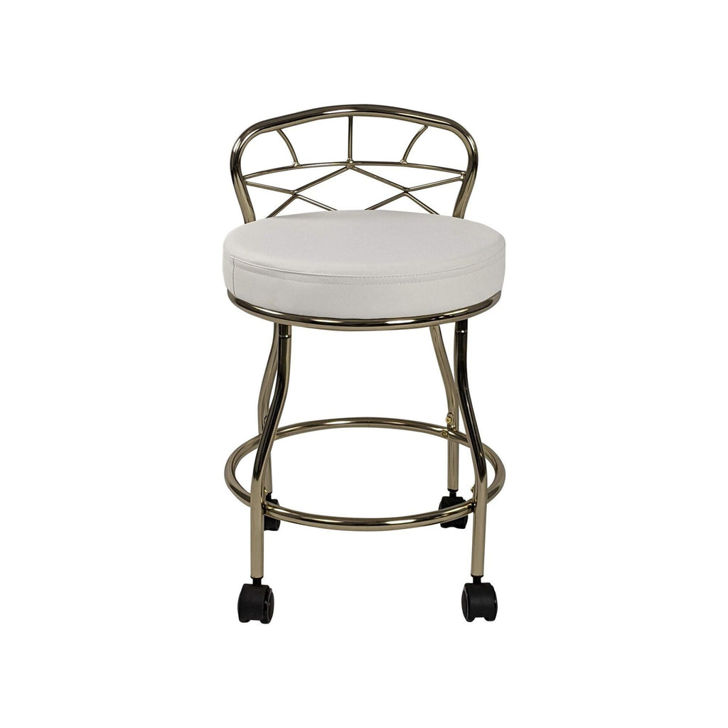Tabouret de coiffeuse Carolina Living Diana à dossier en X avec roulettes