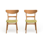 Chaise de salle à manger Abrielle en bois d'hévéa rembourrée de style milieu de siècle (lot de 2) par Christopher Knight Home