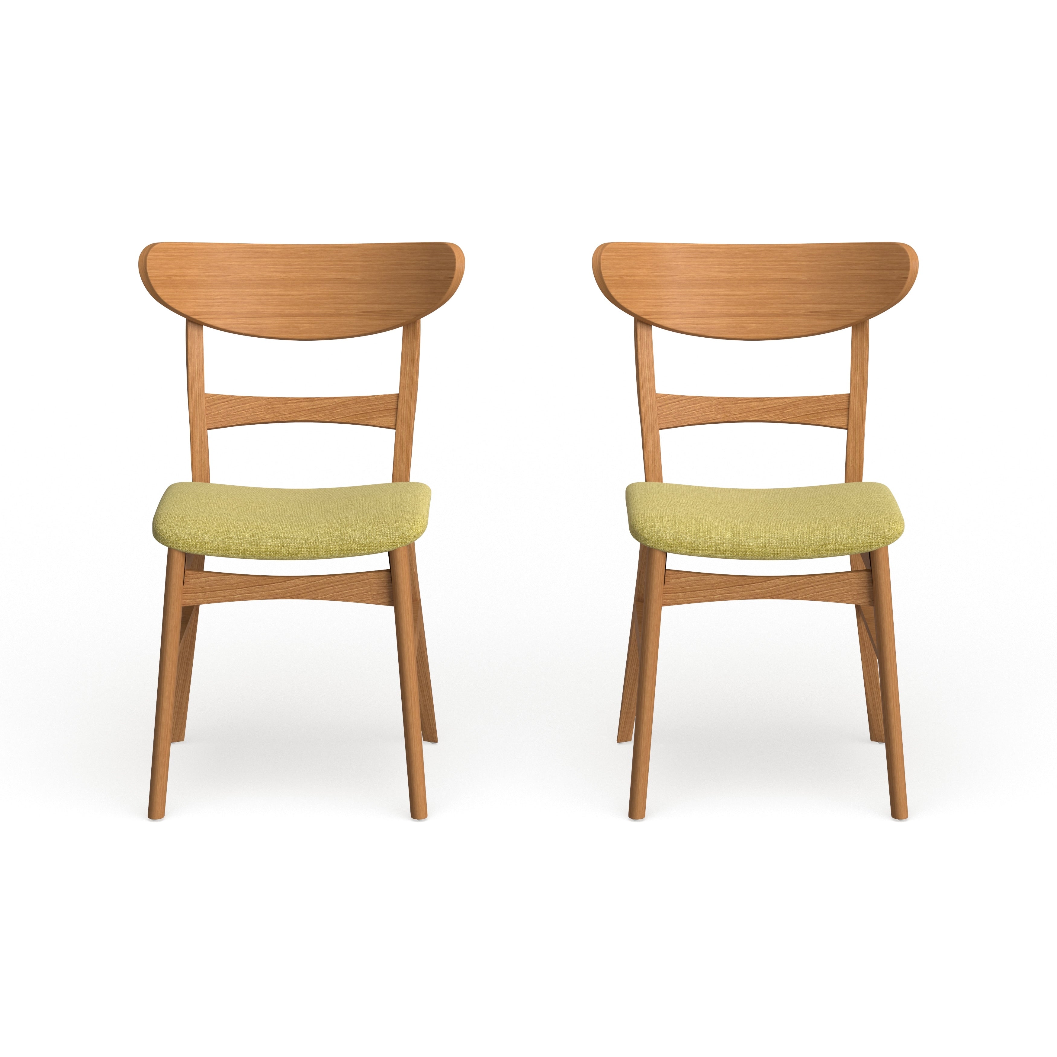 Chaise de salle à manger Abrielle en bois d'hévéa rembourrée de style milieu de siècle (lot de 2) par Christopher Knight Home