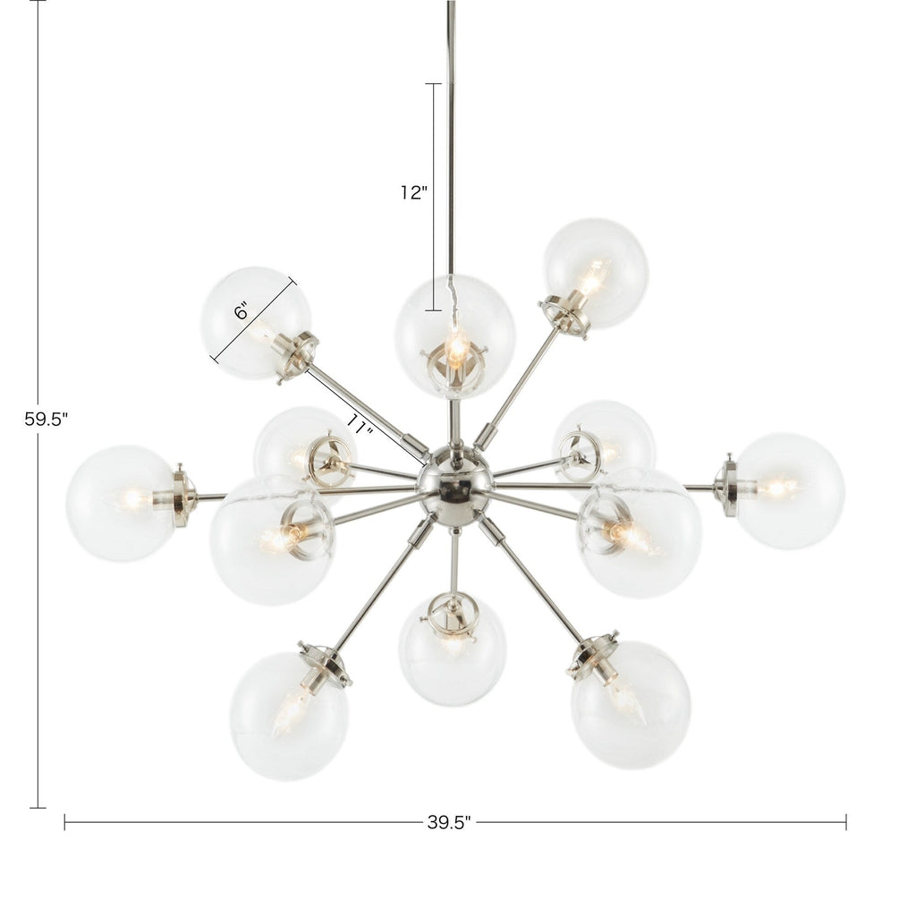 Lustre Paige à 12 lumières avec ampoules globe surdimensionnées INK+IVY