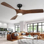 Ventilateur de plafond avec télécommande, éclairage LED tricolore à intensité variable, 52 pouces