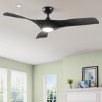 Ventilateur de plafond avec télécommande, éclairage LED tricolore à intensité variable, 52 pouces