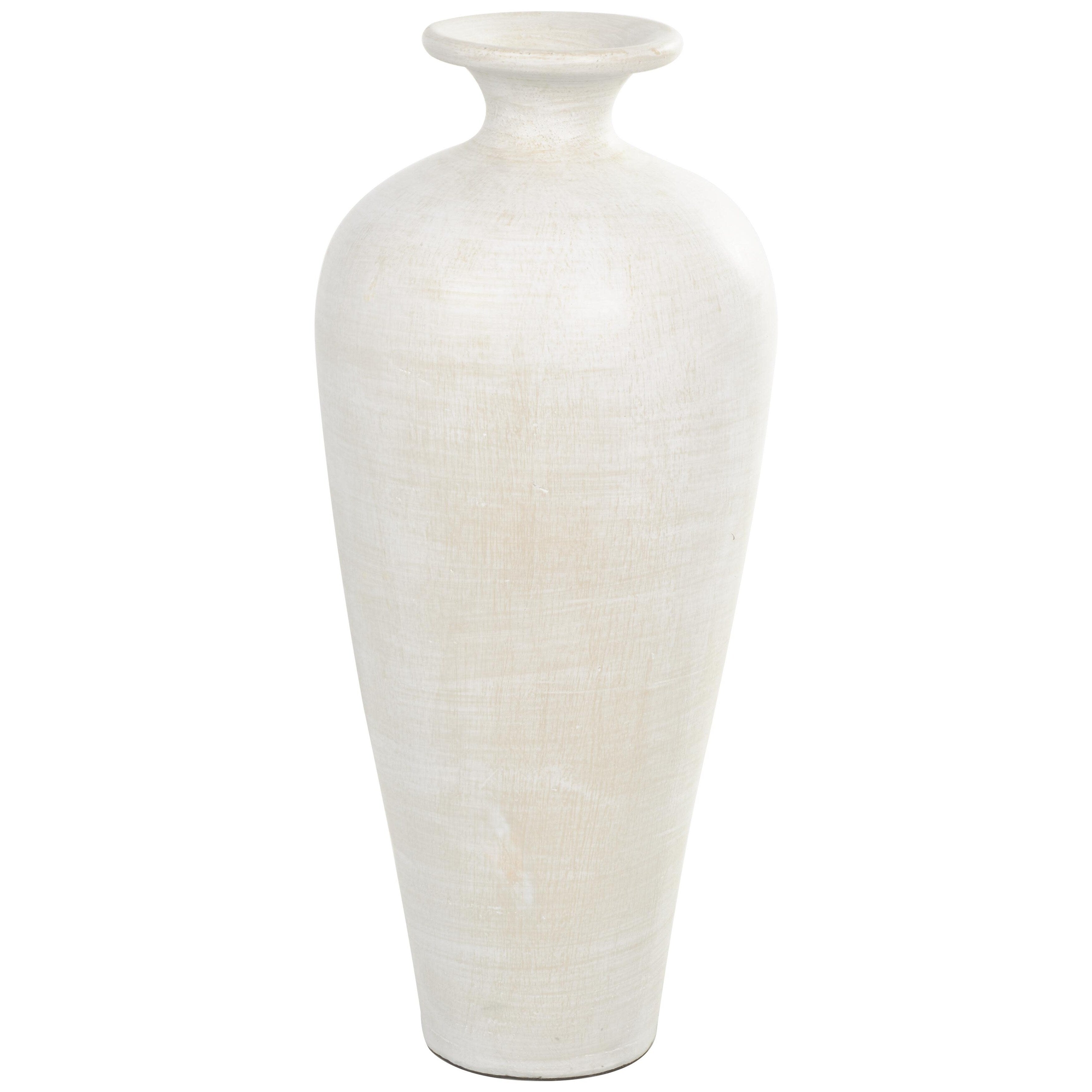 Grand vase décoratif de sol en céramique de forme amphore - Blanc - Roche River Decor
