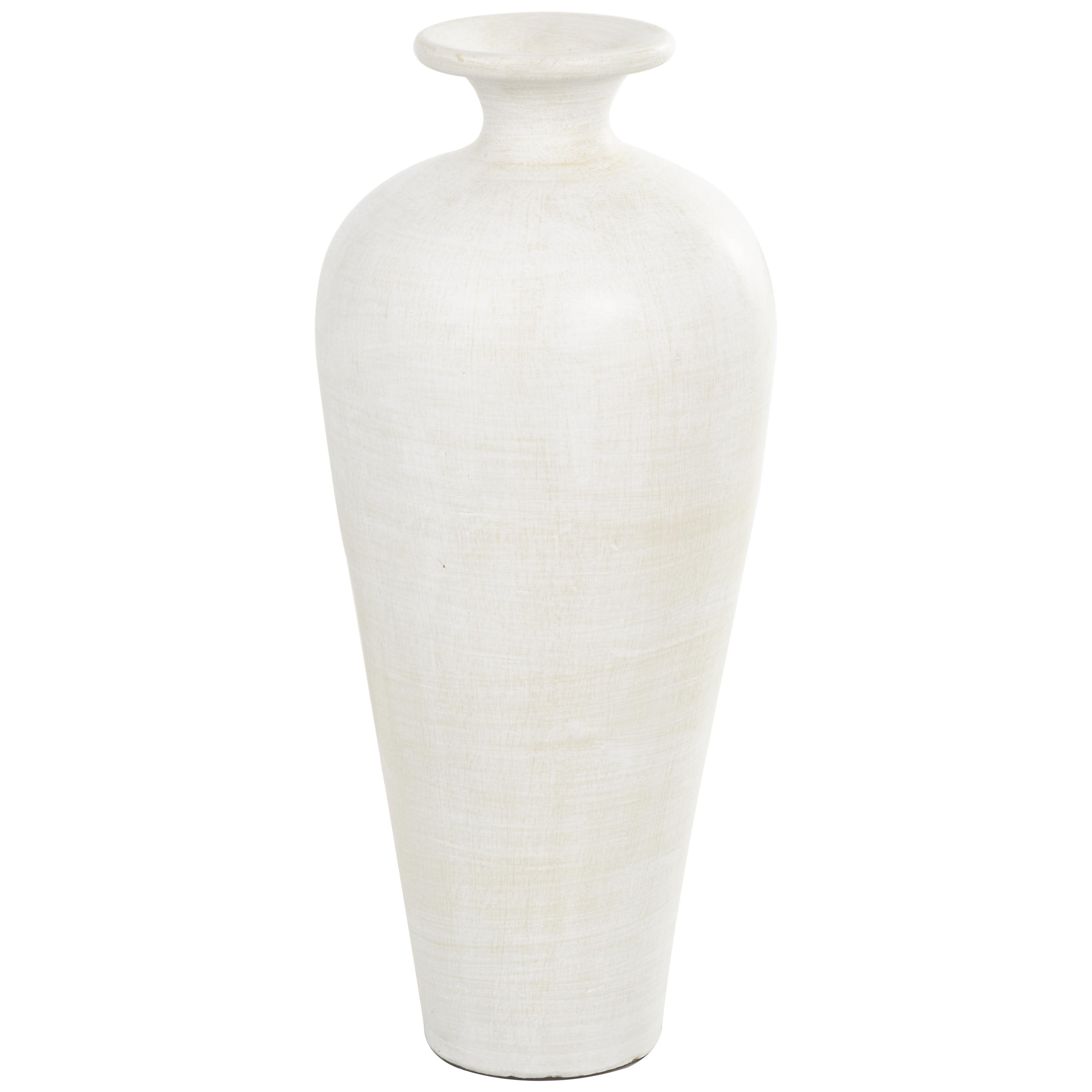 Grand vase décoratif de sol en céramique de forme amphore - Blanc - Roche River Decor