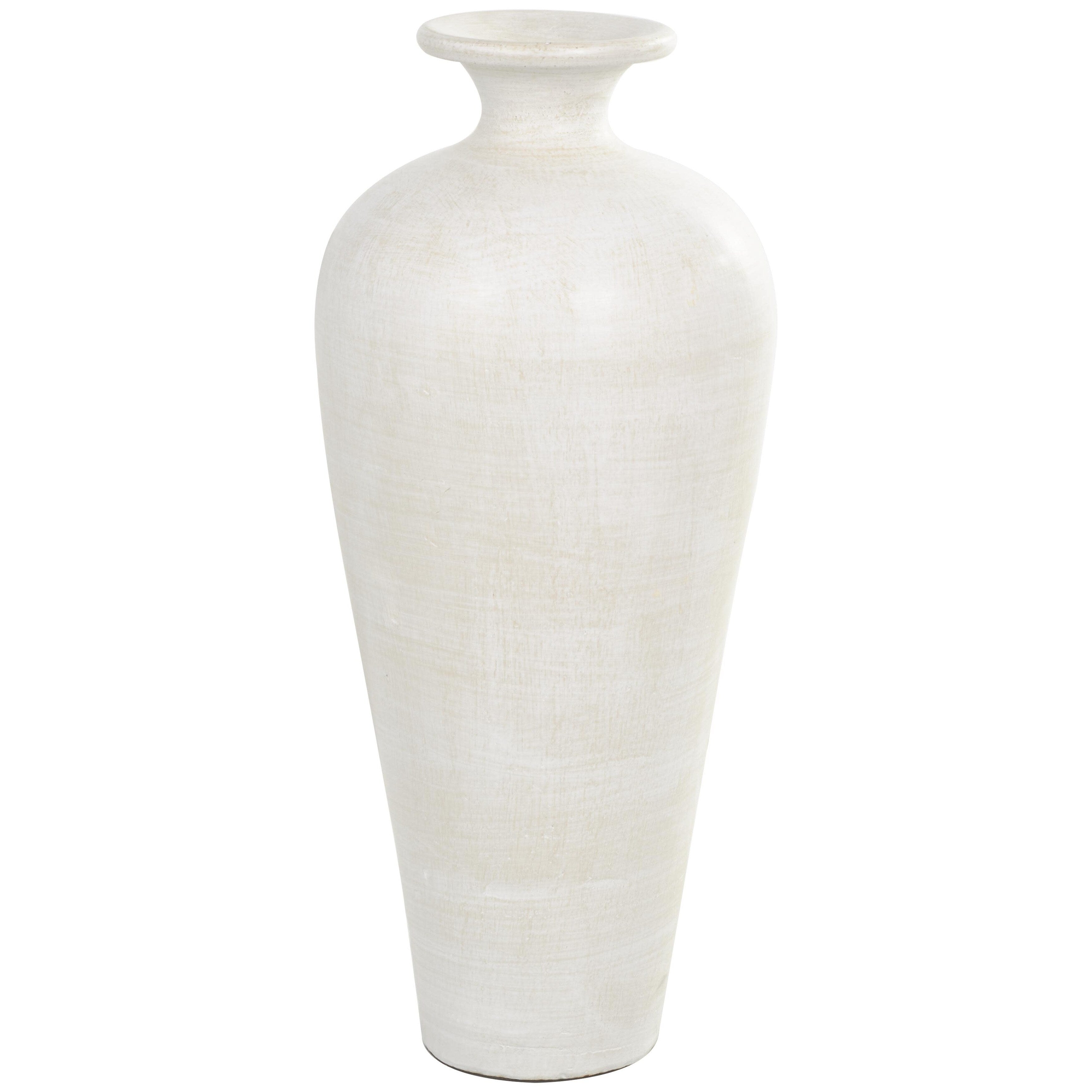 Grand vase décoratif de sol en céramique de forme amphore - Blanc - Roche River Decor