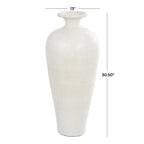 Grand vase décoratif de sol en céramique de forme amphore - Blanc - Roche River Decor